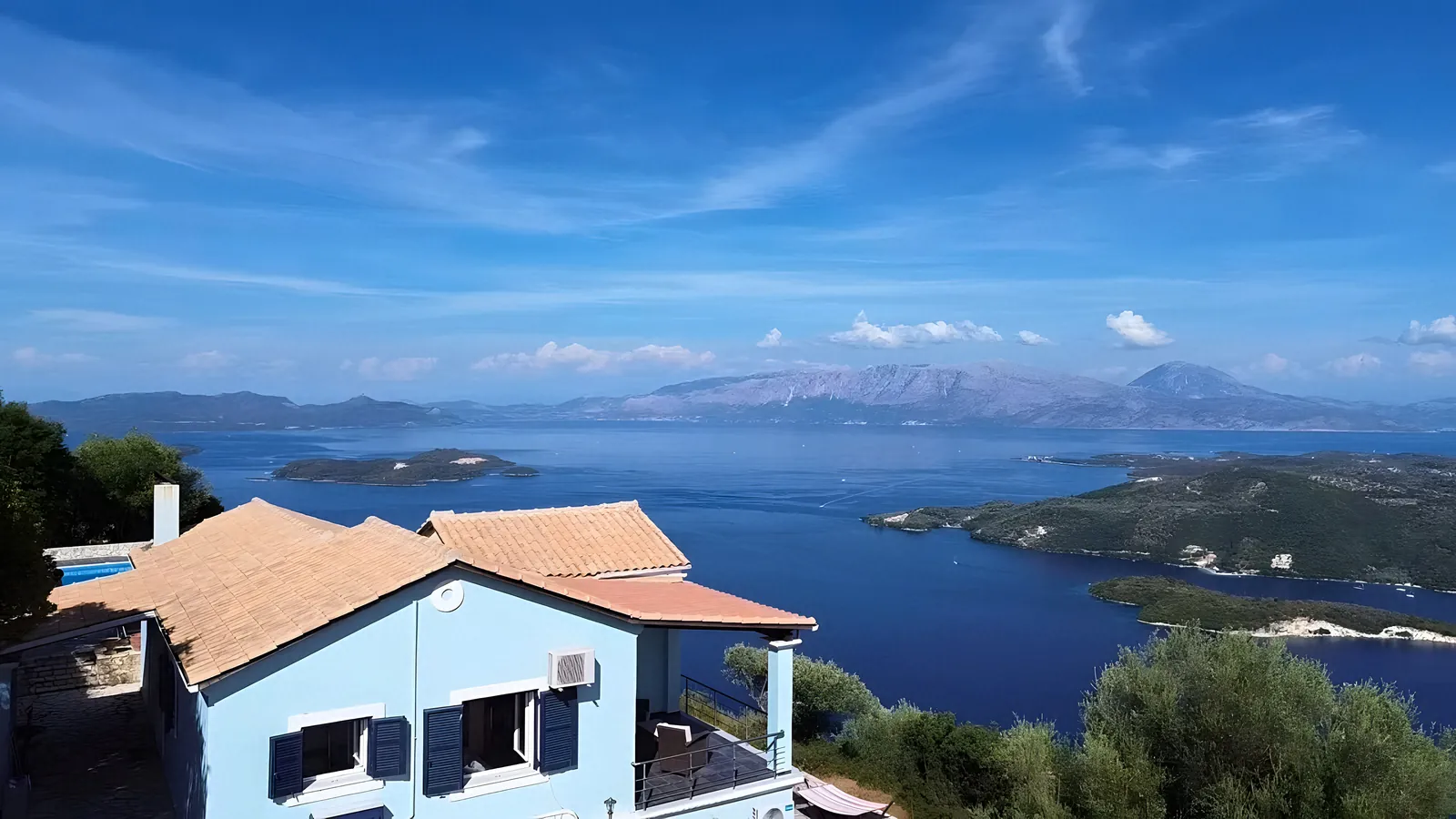 The house from the air, with the islands beyond
